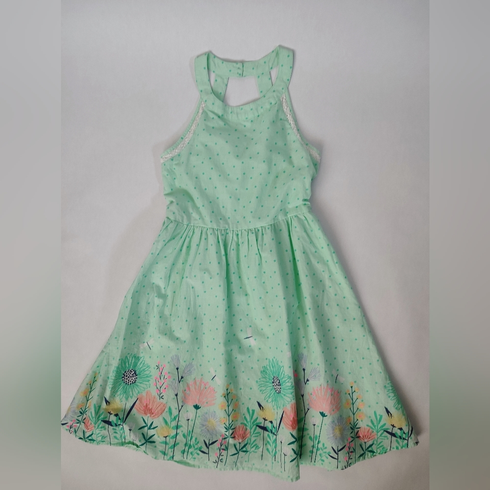 Girl's,  Sonoma, Light Green, Floral Cotton Dress,  Size 8, Perfect Condition